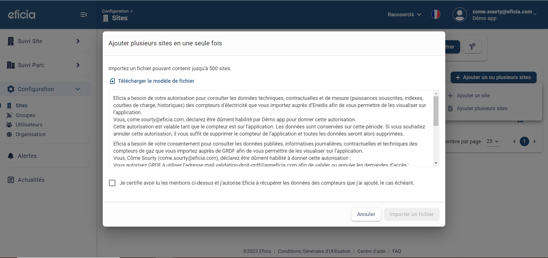 How do I add bulk sites to my organization? Eficia Help center